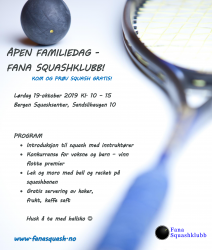 Åpen familiedag – prøv squash helt GRATIS!